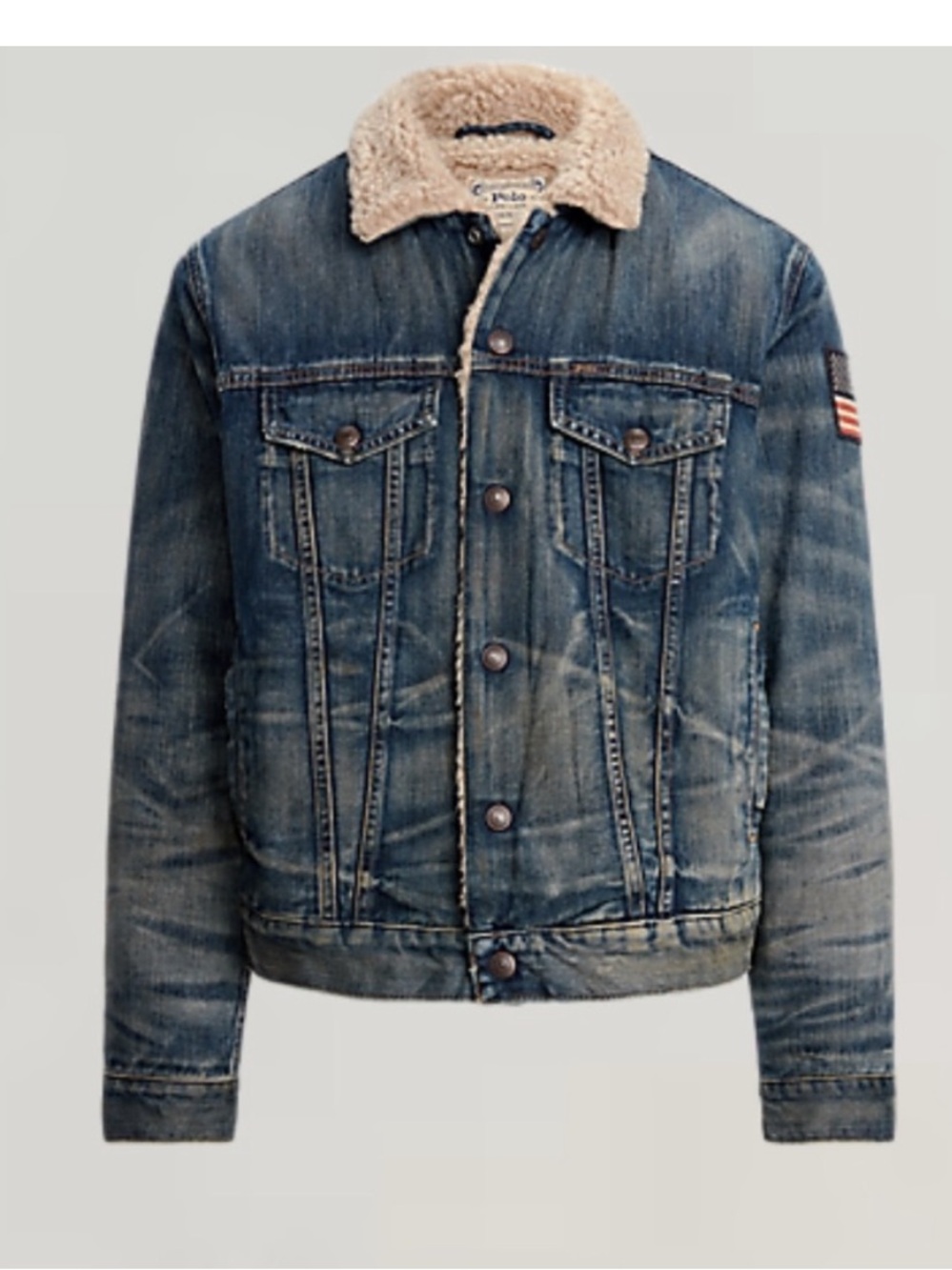 Polo by Ralph Lauren Blue Denim Jacket with Cream Sherpa Lining
